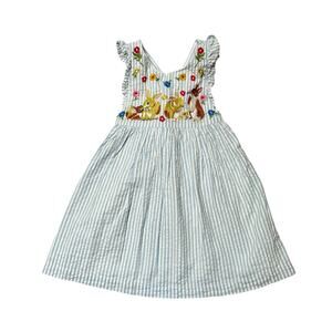 Baby Boden Seersucker Embroidered Bunny Pinnie Size 18-24m